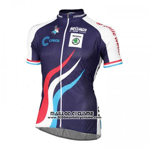 2016 Maillot Ciclismo Luxembourg Bleu et Blanc Manches Courtes et Cuissard